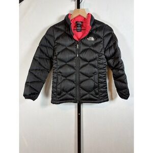 The North Face Puffer Jacket Girls M 10/12 Black 550 Down Insulated Coat Outdoor